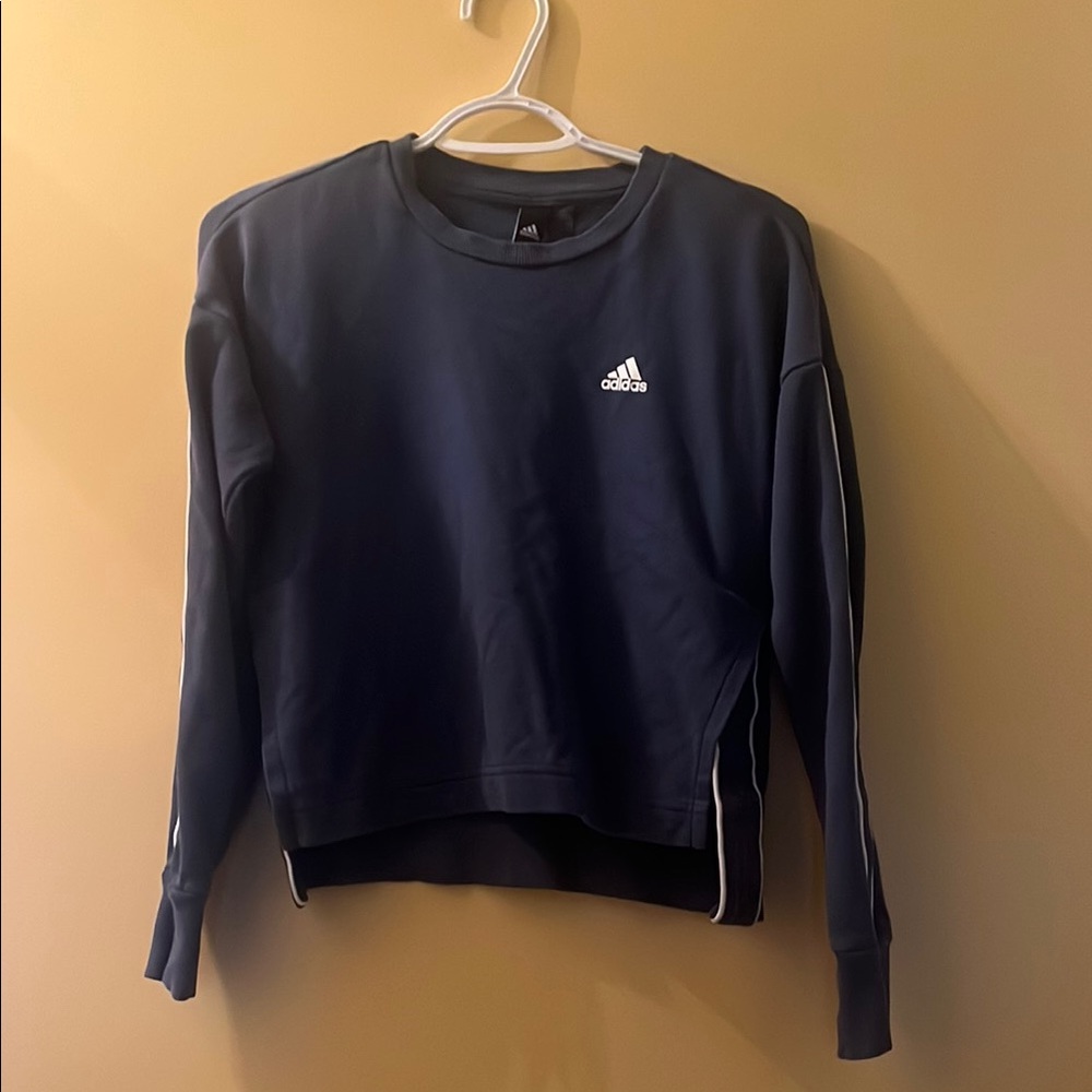 Adidas Dark Blue Crewneck with White Accents. Size XS.